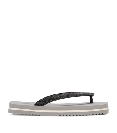 Brunello Cucinelli Monili-embellished Flip Flops In Black