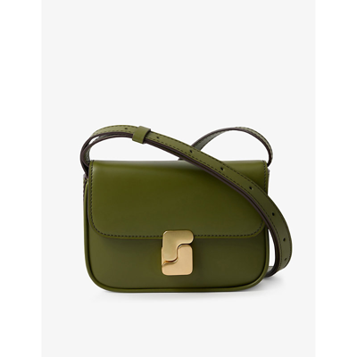 Soeur Womens Vert Olive Bell S-embellished Leather Cross-body Bag