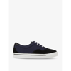 THE KOOPLES THE KOOPLES MENS NAVY EMBROIDERED-TRIM LOW-TOP CANVAS AND LEATHER TRAINERS