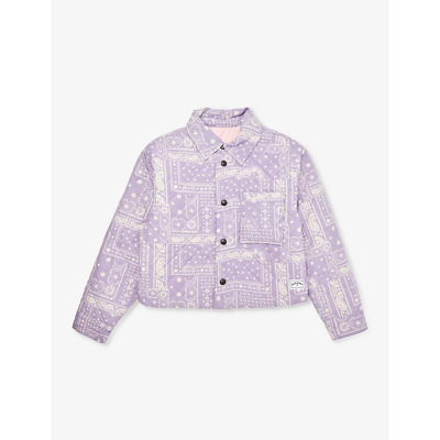 Palm Angels Girls Lilac Off W Kids Paisley-print Quilted Woven Jacket 10-12 Years