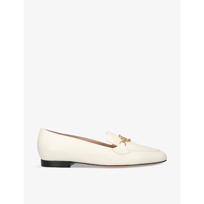 Bally Womens Bone Obrien Chain-embellished Leather Loafers