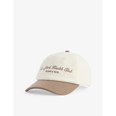 Sporty And Rich Health Club Brand-embroidered Wool Cap In Off White