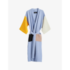 Hay Mens Dusty Blue Multi Waffle-texture Cotton-blend Bathrobe