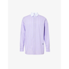 LOEWE BRAND-EMBROIDERED PLEATED-CUFF RELAXED-FIT COTTON-POPLIN SHIRT