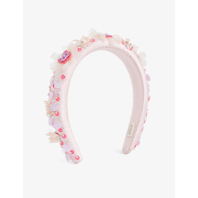 Tutu Du Monde Girls Pink Cloud Kids Floral-embellished Satin Headband