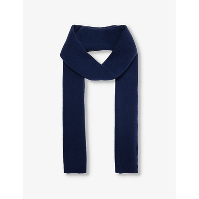 Benetton Boys Navy Blue Kids Logo-embroidered Ribbed Wool-blend Scarf