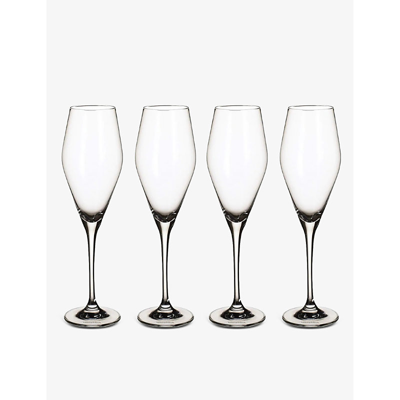 Villeroy & Boch Manufacture Rock Champagne Flute Glasses Set Of Four In White