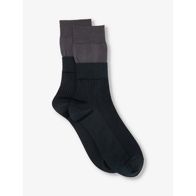 Sacai Mens Black Branded Contrast-panel Knitted Socks