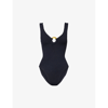 Hunza G Womens Black Celine Plunge-neck Swimsuit In Black