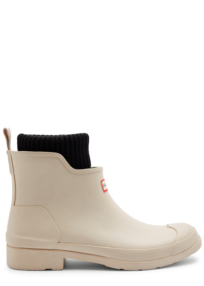 Hunter Chelsea Rubber Ankle Boots In Off White