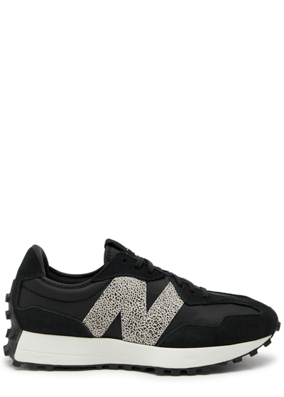 New Balance 327 Panelled Canvas Sneakers In Black
