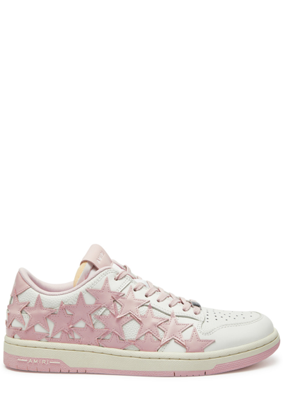 Amiri Stars Leather Sneakers In White And Pink