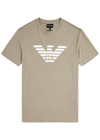 Emporio Armani Logo-print Cotton T-shirt In Beige