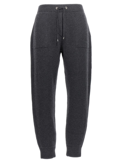 Brunello Cucinelli Ribbed-knit Cashmere Track Pants In Black