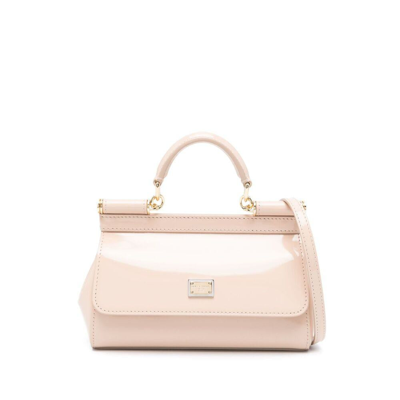 Dolce & Gabbana Sicily Leather Bag Nude In Powder