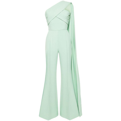 Elie Saab One-shoulder Flared Jumpsuit In Green