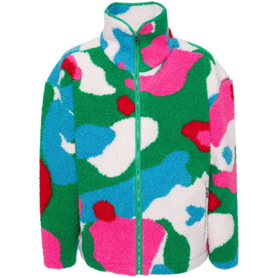 Jw Anderson Abstract-pattern Fleece-texture Jacket In Pink/multi