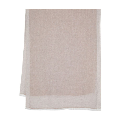 Lady Anne Fringed Linen Scarf In Neutrals