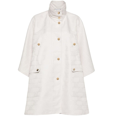 Max Mara Monogram-jacquard Cape In White