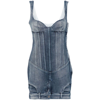 Off-white Upside Down Cotton Bustier Dress In Blue