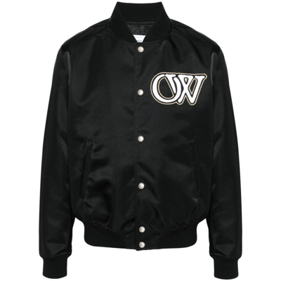 Off-white Nyl Varsity Bomber In Black