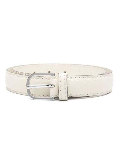 Totême Slim Trouser Leather Belt In Milk