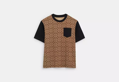 Coach Outlet Signature T-shirt In Organic Cotton In Brown