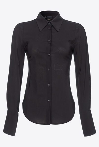 Pinko Stretch Georgette Shirt In Limo Black