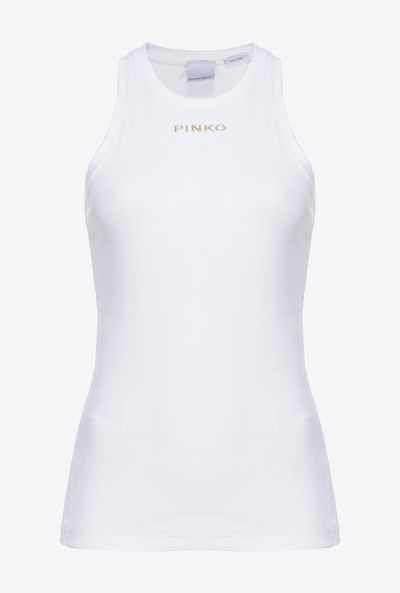 PINKO RIBBED TOP WITH LOGO