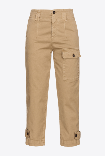 Pinko Old-wash Cargo Trousers In Olive Gothique
