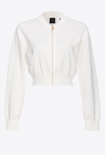 Pinko Bambusa Ribbed Bomber Jacket In Blanc Brill.