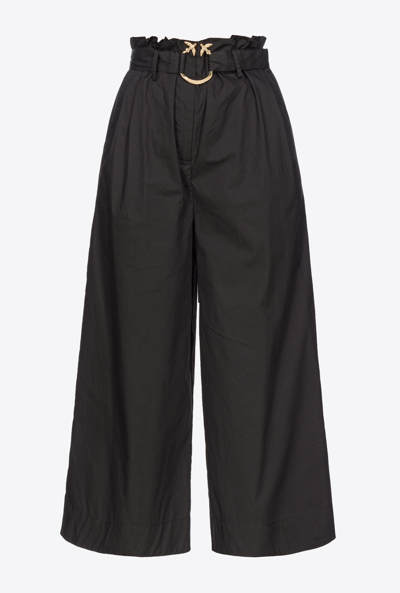Pinko Wide-leg Trousers With Belt In Limo Black