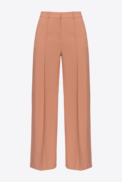 Pinko Wide-leg Trousers With Side Slit In Maroon Brown