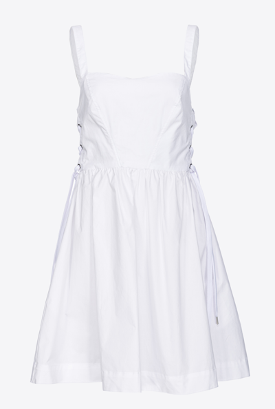Pinko Side Lace Mini Dress In Bright White