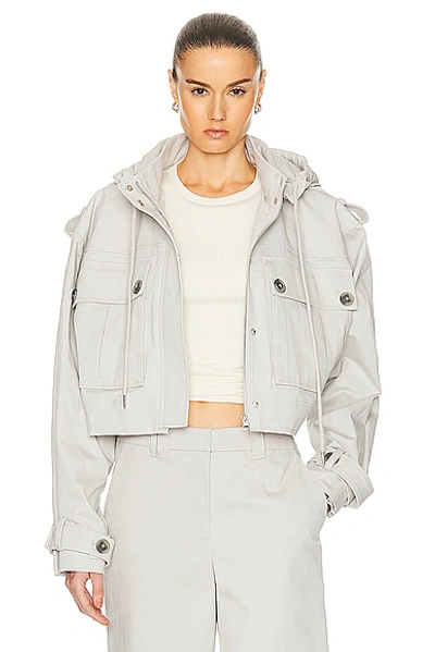 Grlfrnd Cropped Utility Jacket In Stone Grey