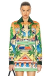 Casablanca Corduroy-collar Quilted Crop Jacket In Triomphe D'orange