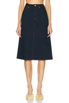Burberry Japanese Front-slit Denim Midi Skirt In Indigo Blue