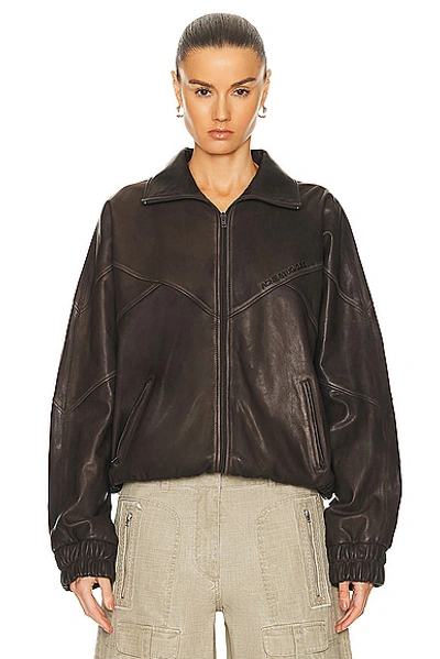 Acne Studios Casual Leather Jacket Brown