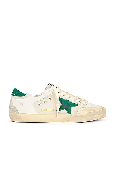 Golden Goose Super Star Nylon And Nappa Leather Star In White  Green  & Ice