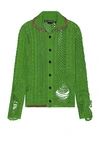 Andersson Bell Sauvage Cotton Knit Cardigan In Green
