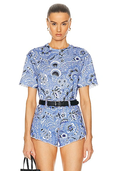 Etro Bandana-print Cotton T-shirt In Blue