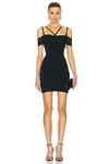 Mugler Ruched Panelled Mini Dress In Black