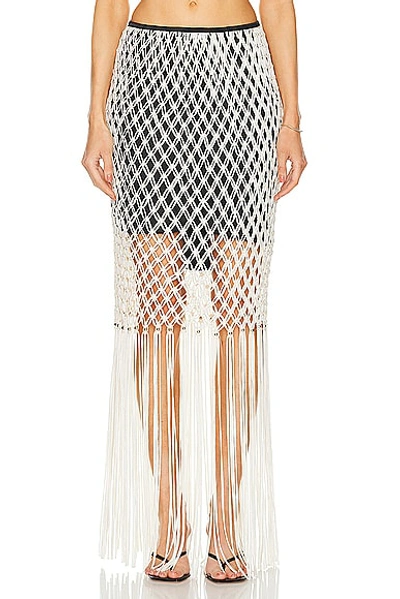 Diotima Gira Fringe-detailed Crocheted Cotton Maxi Skirt In Ivory