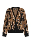 Amiri Brushed Logo-jacquard Wool-blend Cardigan In Black