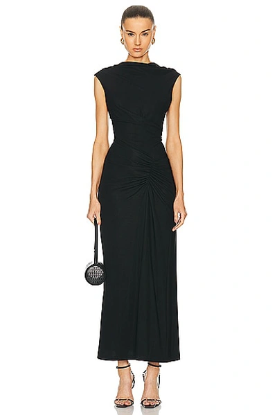 Simkhai Burke Draped A-line Midi Dress In Black