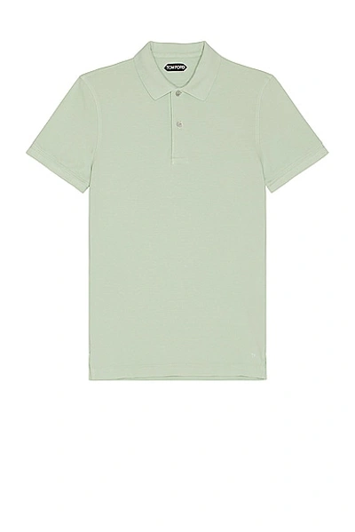 Tom Ford Tennis Piquet Polo In Pale Mint