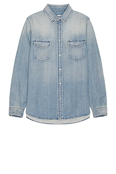 Saint Laurent Oversize Point Shirt In Light Japanese Lake