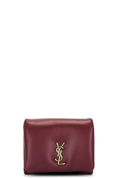 Saint Laurent Calypso Compact Wallet In Rouge Merlot