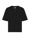 Saint Laurent Polo Cassandre In Wool Sweater In Noir