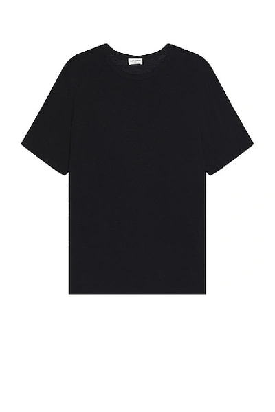 Saint Laurent Tee Col Rond In Noir